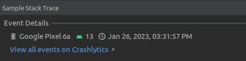 This image depicts Direct link to Crashlytics in browser