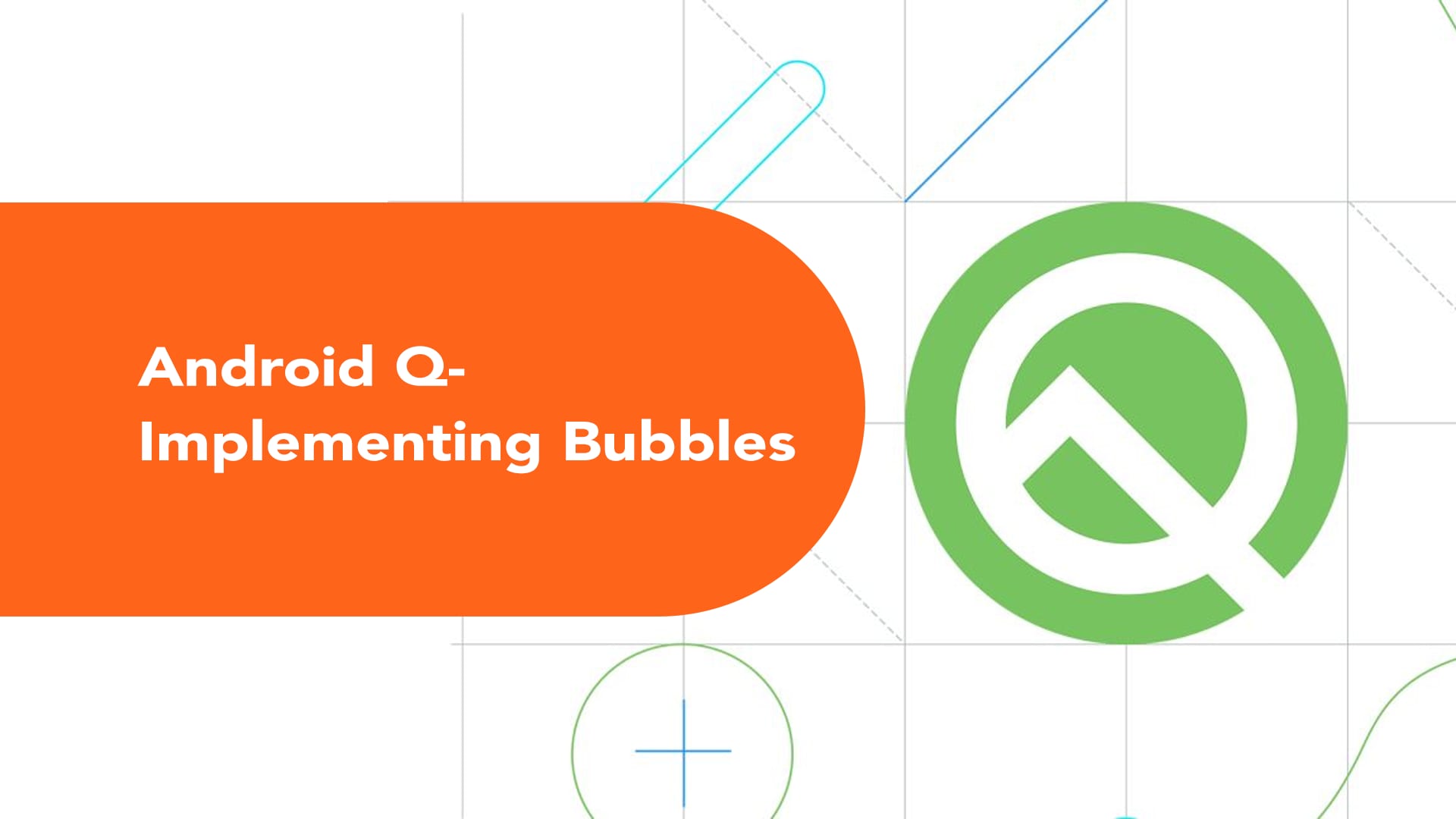 Logo of Android Q, featuring a green circle with a stylized white letter 'Q' and a graphic element resembling a checkmark.